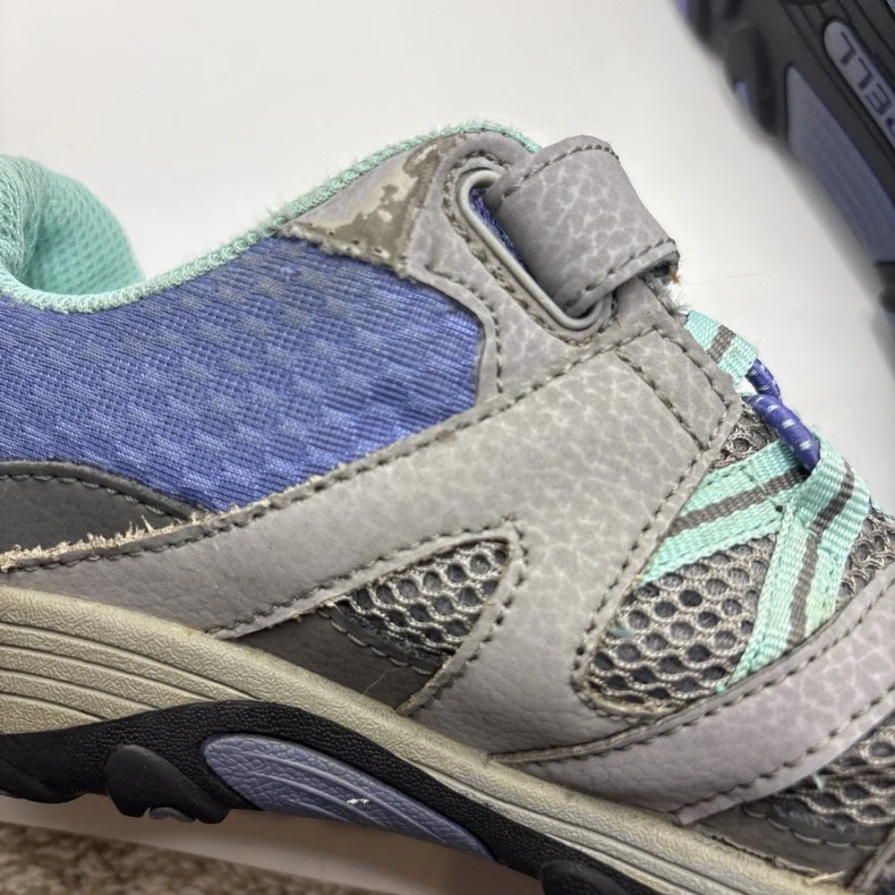 Merrell Trail Chaser Kids Gray Teal Hiking Shoes Size 3 Walking Outdoors